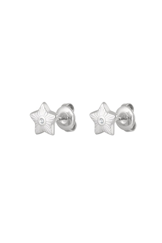 Damen Ohrstecker Stern Weißer Stein | Edelstahl | Goldfarbe