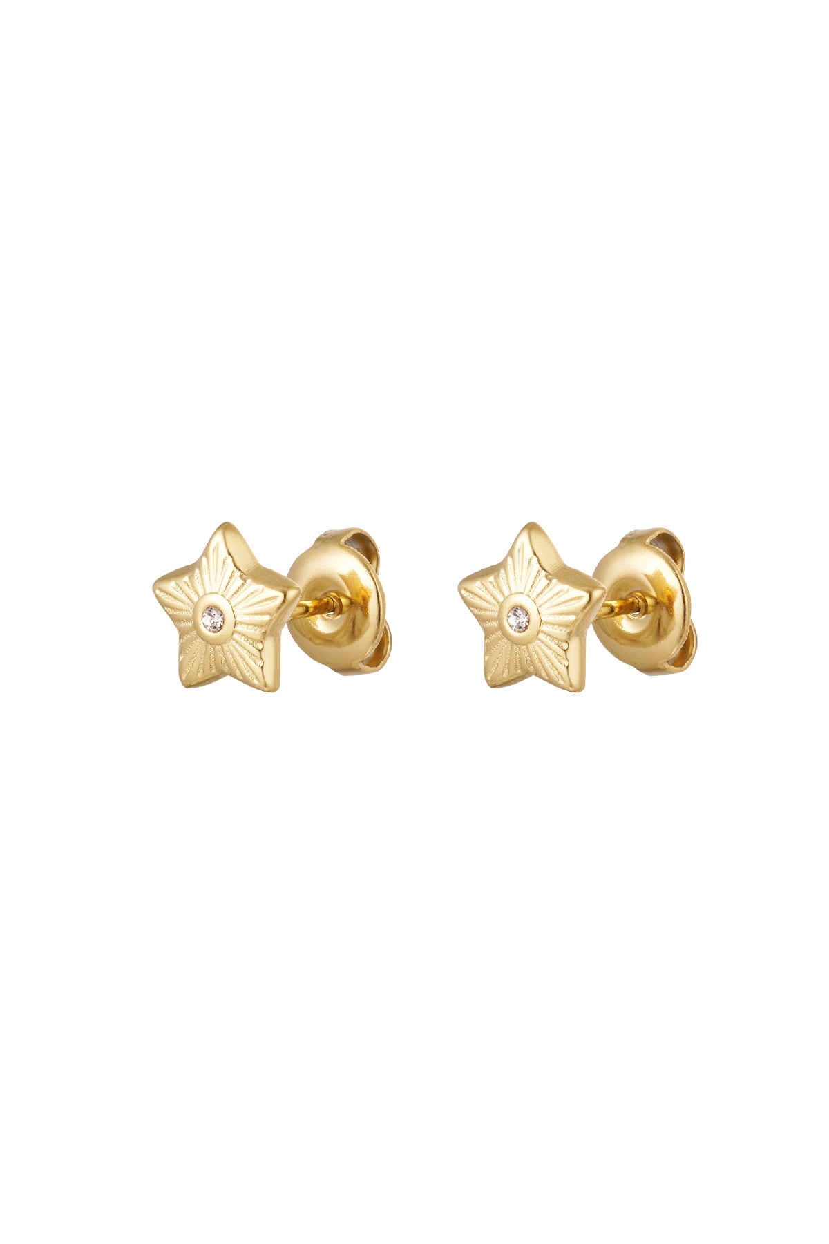 damen ohrstecker stern weißer stein | edelstahl | goldfarbe