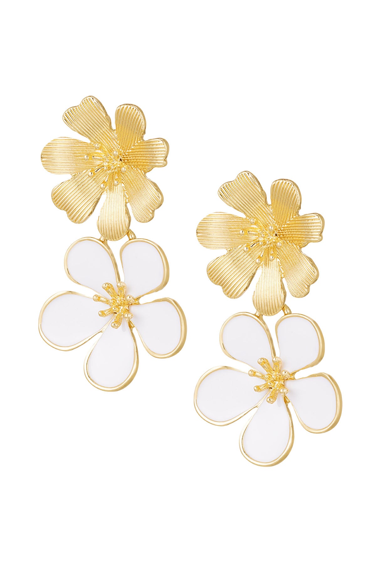 Damen Ohrringe Emaille Blume | Legierung | Gold, Schwarz & Weinrot