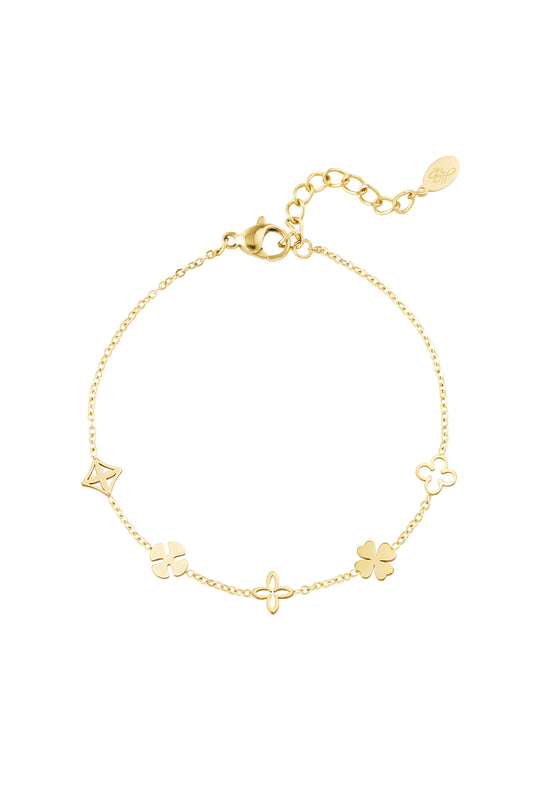 Armband mit fünf Anhängern – Goldfarbe - Goldfarbefarbe