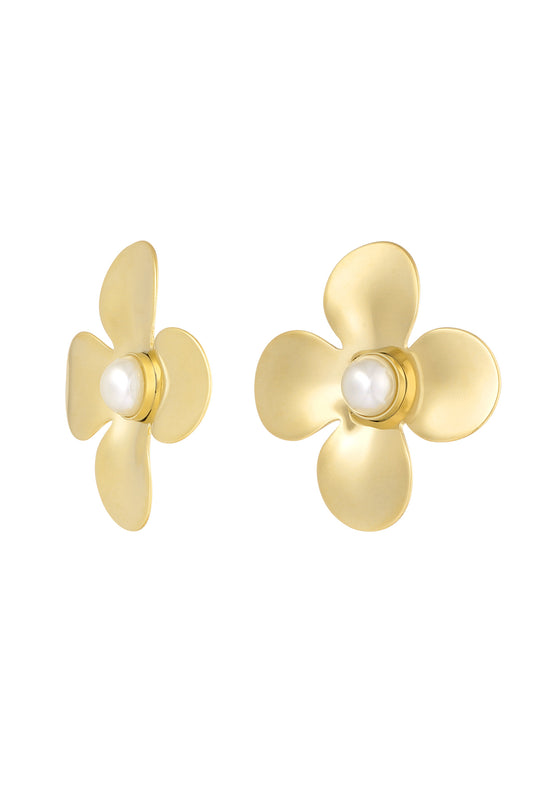 Damen Ohrringe Statement Florale Perlen | Edelstahl | Goldfarbe & Silberfarbe