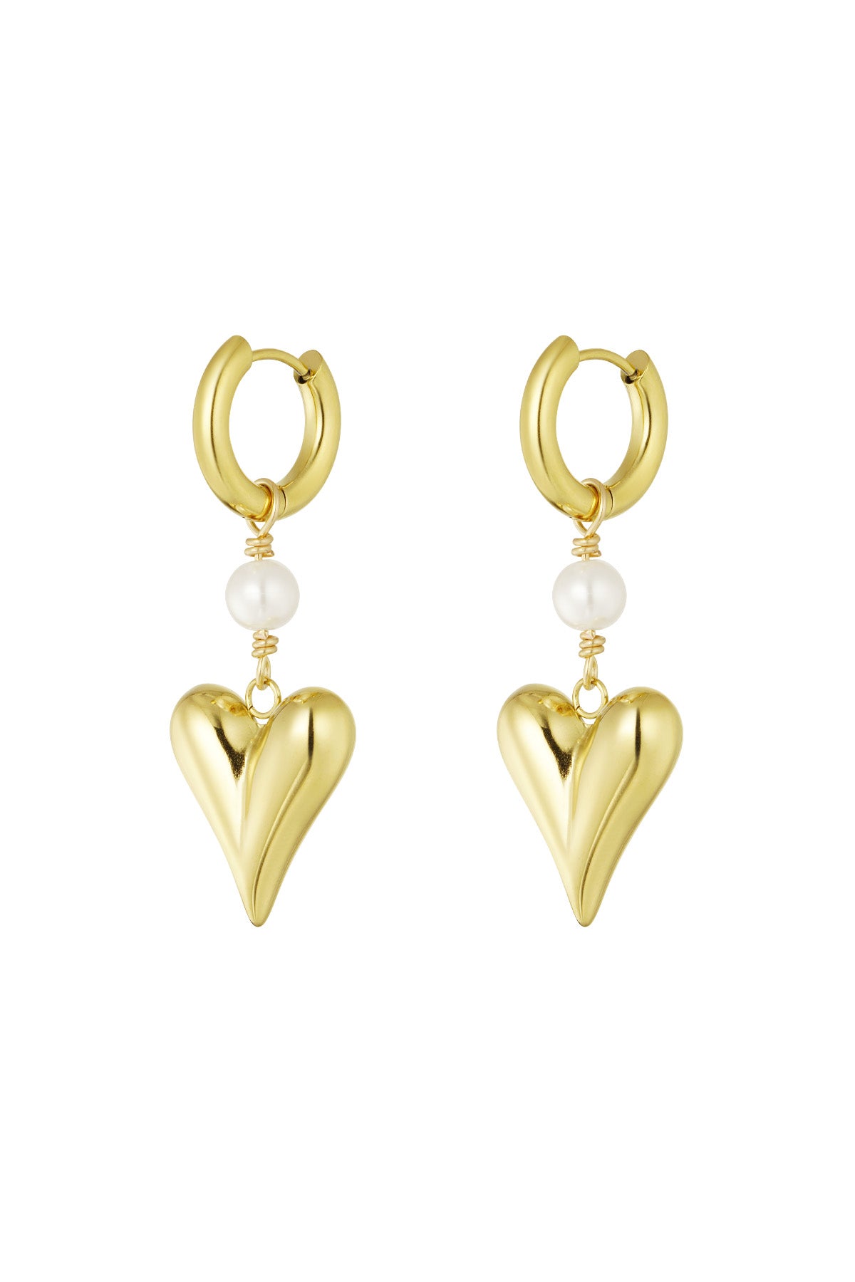 damen ohrringe herz perle | edelstahl | goldfarbe