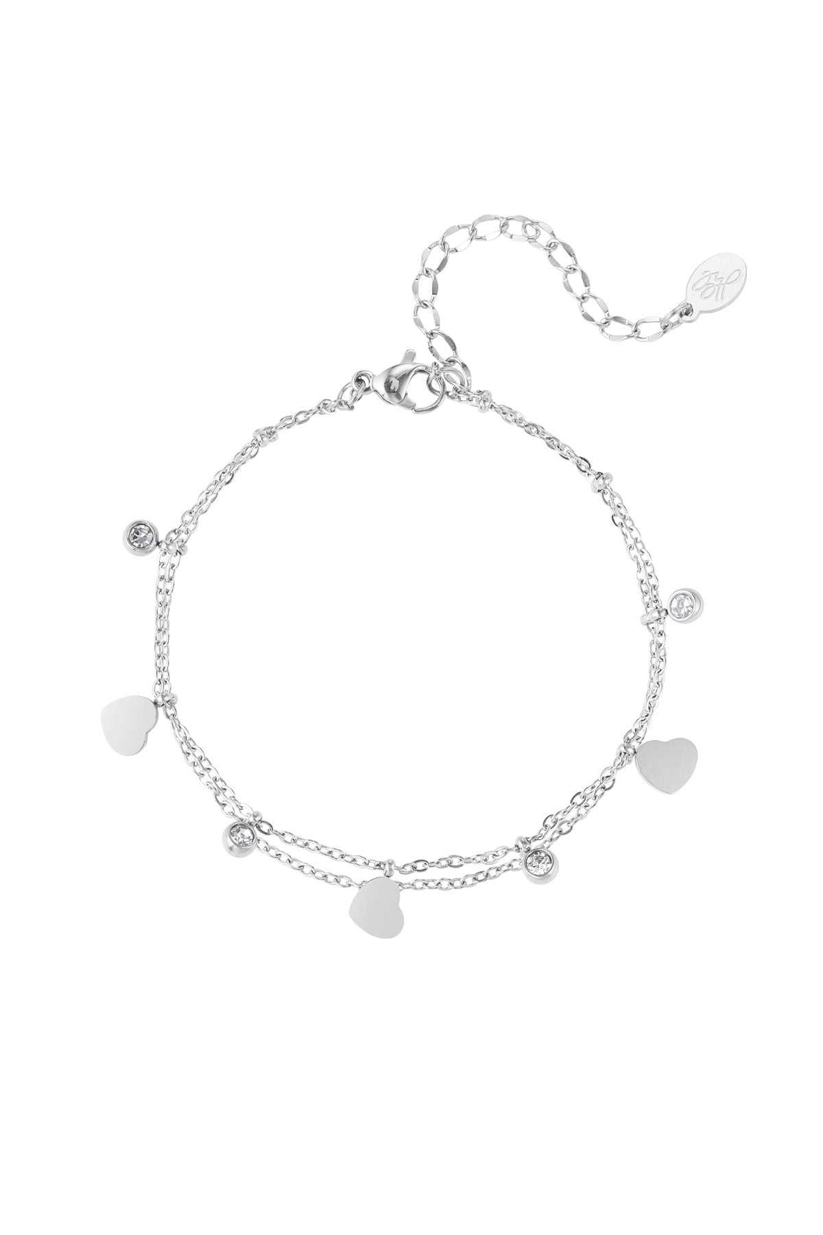 charm-armband mit herzen und diamanten – goldfarbe - goldfarbefarbe
