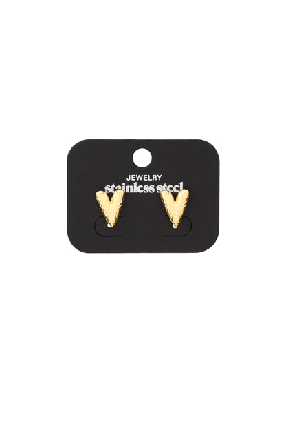 Herz-Ohrstecker mit Struktur – Goldfarbe - Goldfarbefarbe