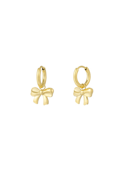 Damen Ohrringe Schleife Schlicht | Edelstahl | Goldfarbe