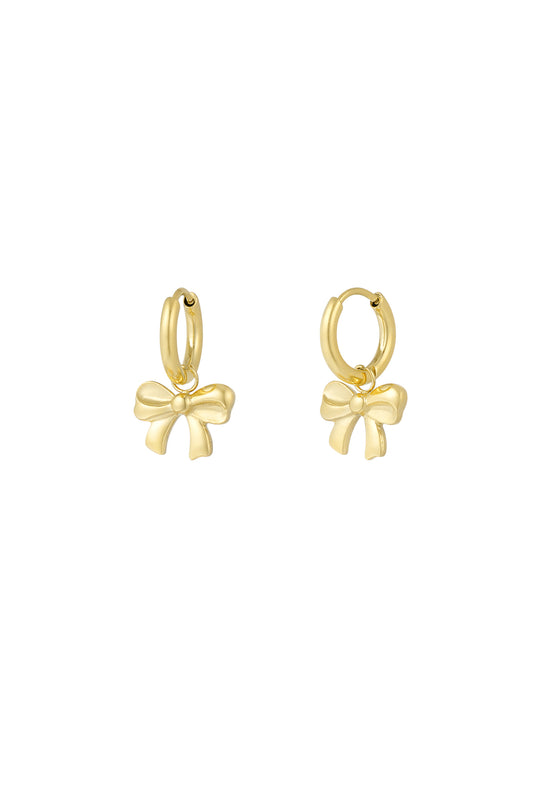 Damen Ohrringe Schleife Schlicht | Edelstahl | Goldfarbe