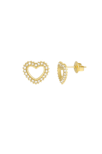 Damen Ohrstecker Diamant Herz Strass | Edelstahl | Goldfarbe & Silberfarbe