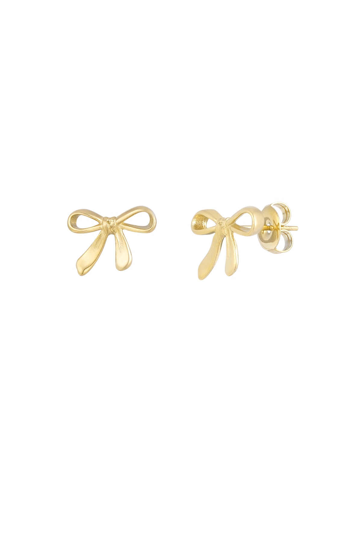 Damen Ohrringe Schleife Steinimitat | Edelstahl | Goldfarbe