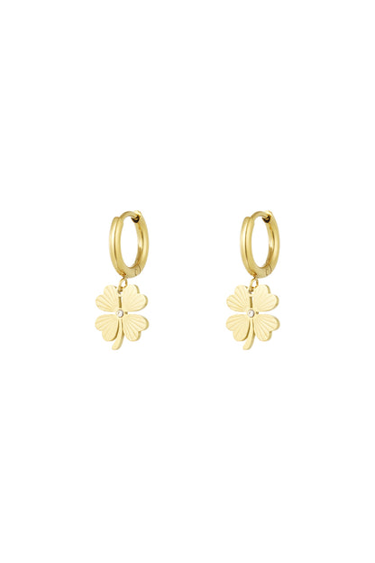 Damen Ohrringe Kleeblatt Glück Luxus | Edelstahl | Goldfarbe
