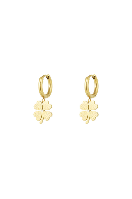 Damen Ohrringe Kleeblatt Glück Luxus | Edelstahl | Goldfarbe