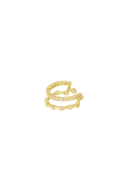 Damen Ear Cuff Double Sparkle Zirkonium | Kupfer | Goldfarbe