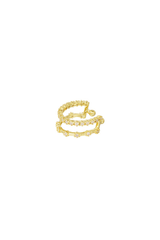Damen Ear Cuff Double Sparkle Zirkonium | Kupfer | Goldfarbe