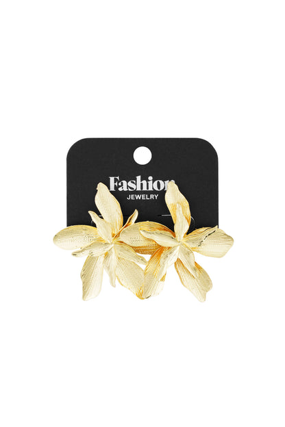 Damen Ohrringe Blume Statement | Legierung | Goldfarbe