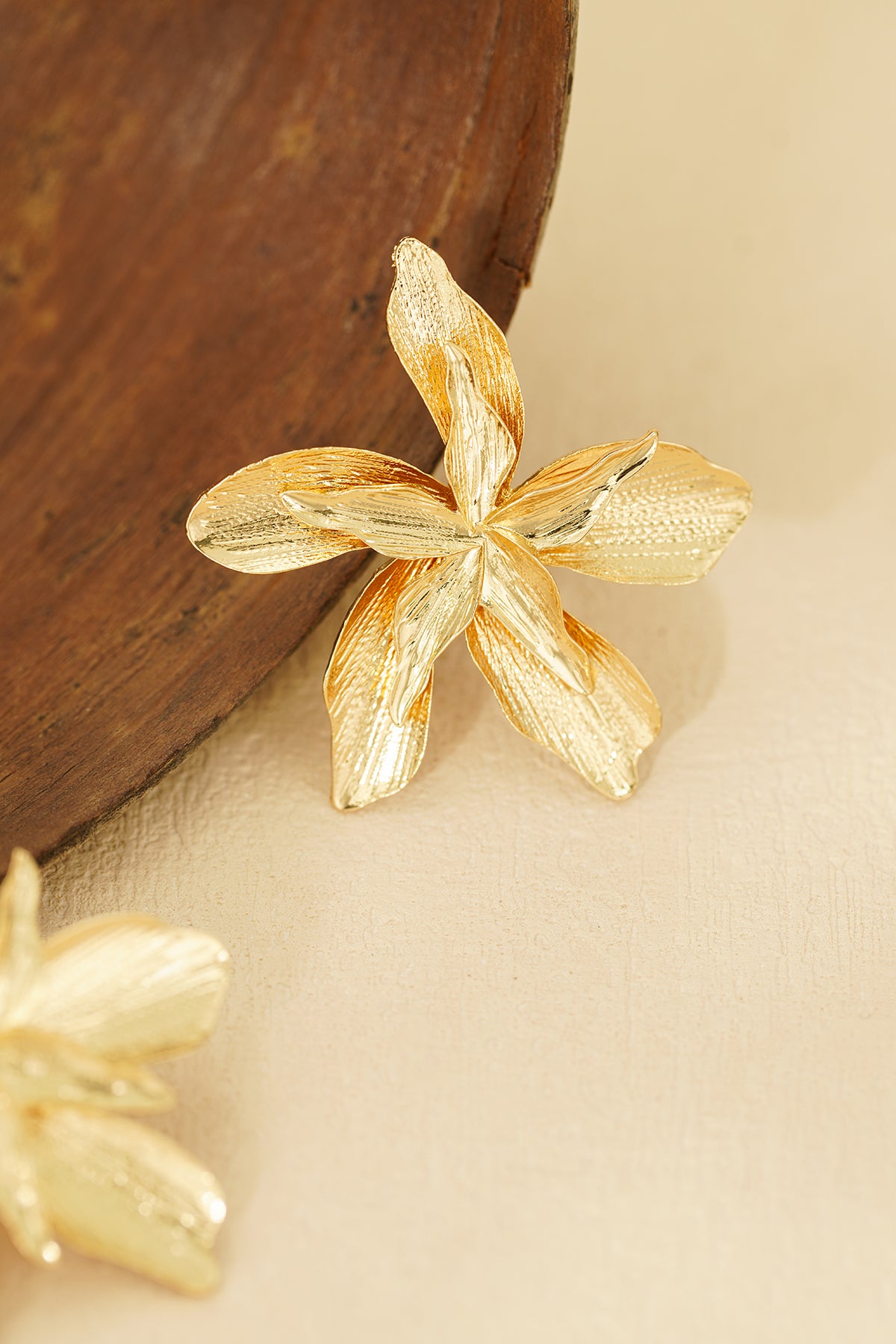 damen ohrringe blume statement | legierung | goldfarbe