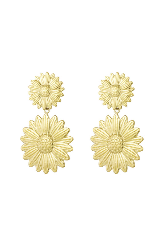 Damen Ohrringe Happy Sunflower | Edelstahl | Goldfarbe