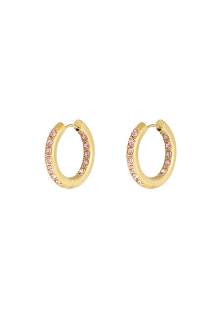 Damen Ohrringe Strass Elegant | Edelstahl | Gold & Rosa