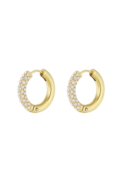 Damen Ohrringe Ringe Farbstein | Edelstahl | Goldfarbe