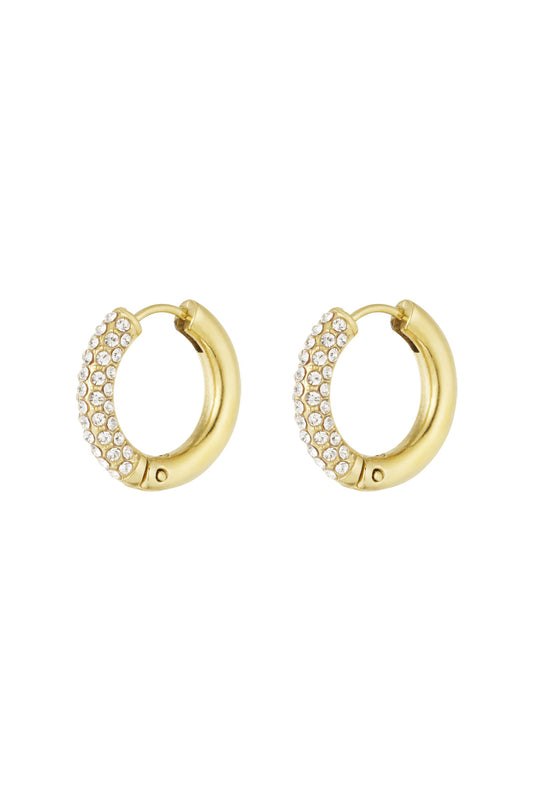 Damen Ohrringe Ringe Farbstein | Edelstahl | Goldfarbe