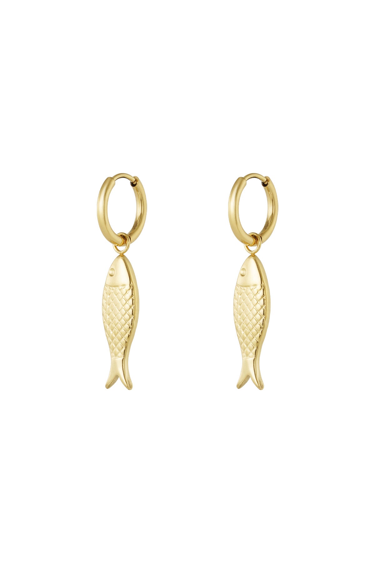 damen ohrringe fisch anhänger | edelstahl | goldfarbe