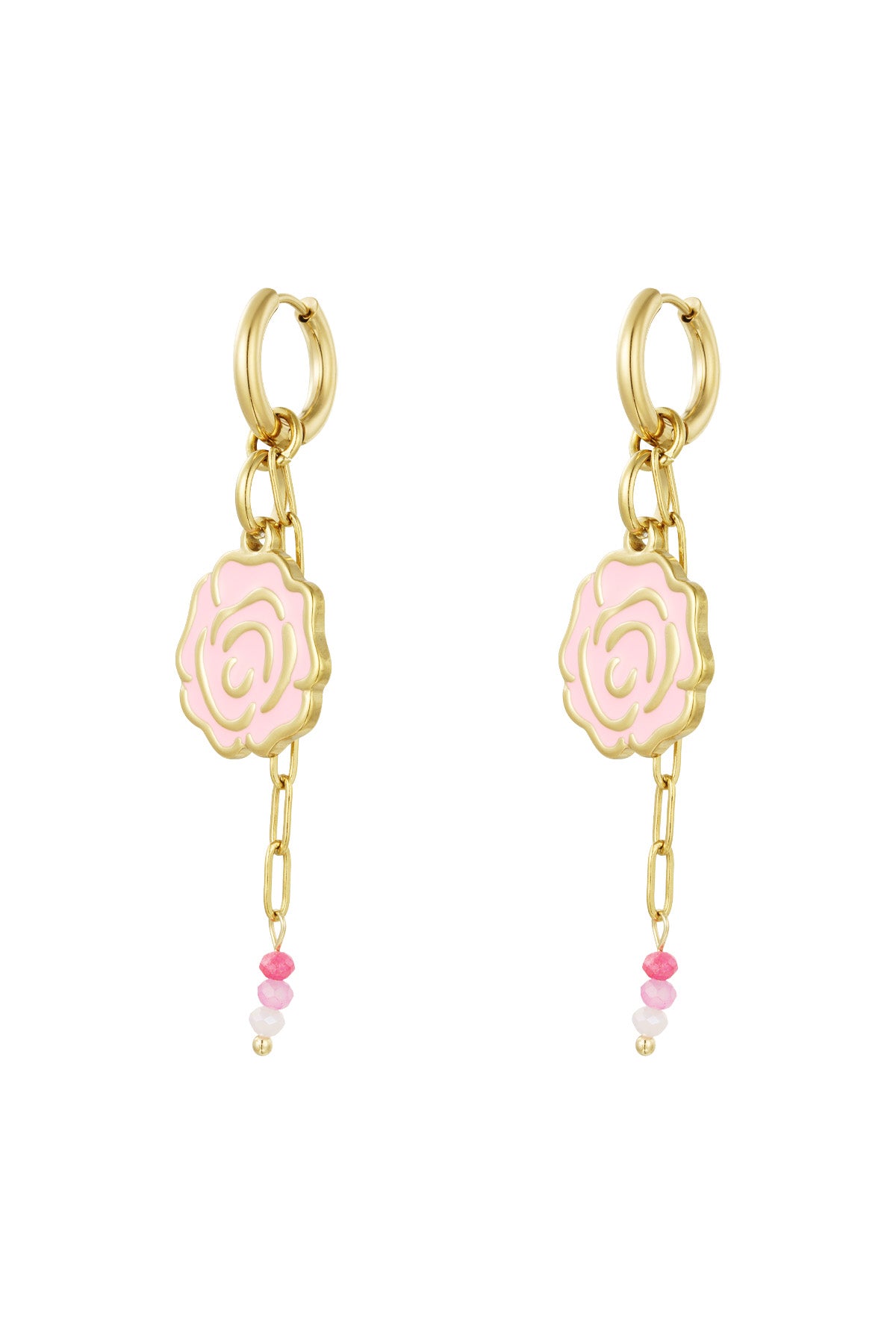 damen ohrringe sweetheart rose emaille | edelstahl 304s | rot & rosa