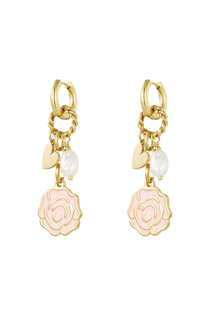 Damen Ohrringe Forever Rose Emaille | Edelstahl 304S | Fuchsie & Rosa
