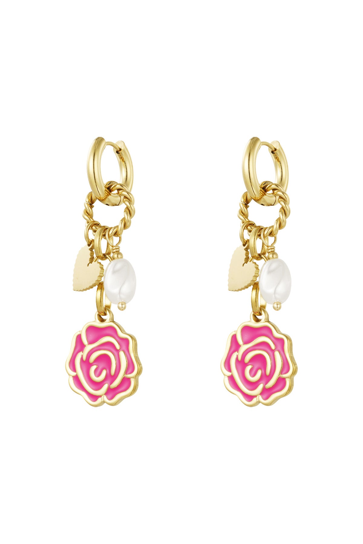 Damen Ohrringe Forever Rose Emaille | Edelstahl 304S | Fuchsie & Rosa