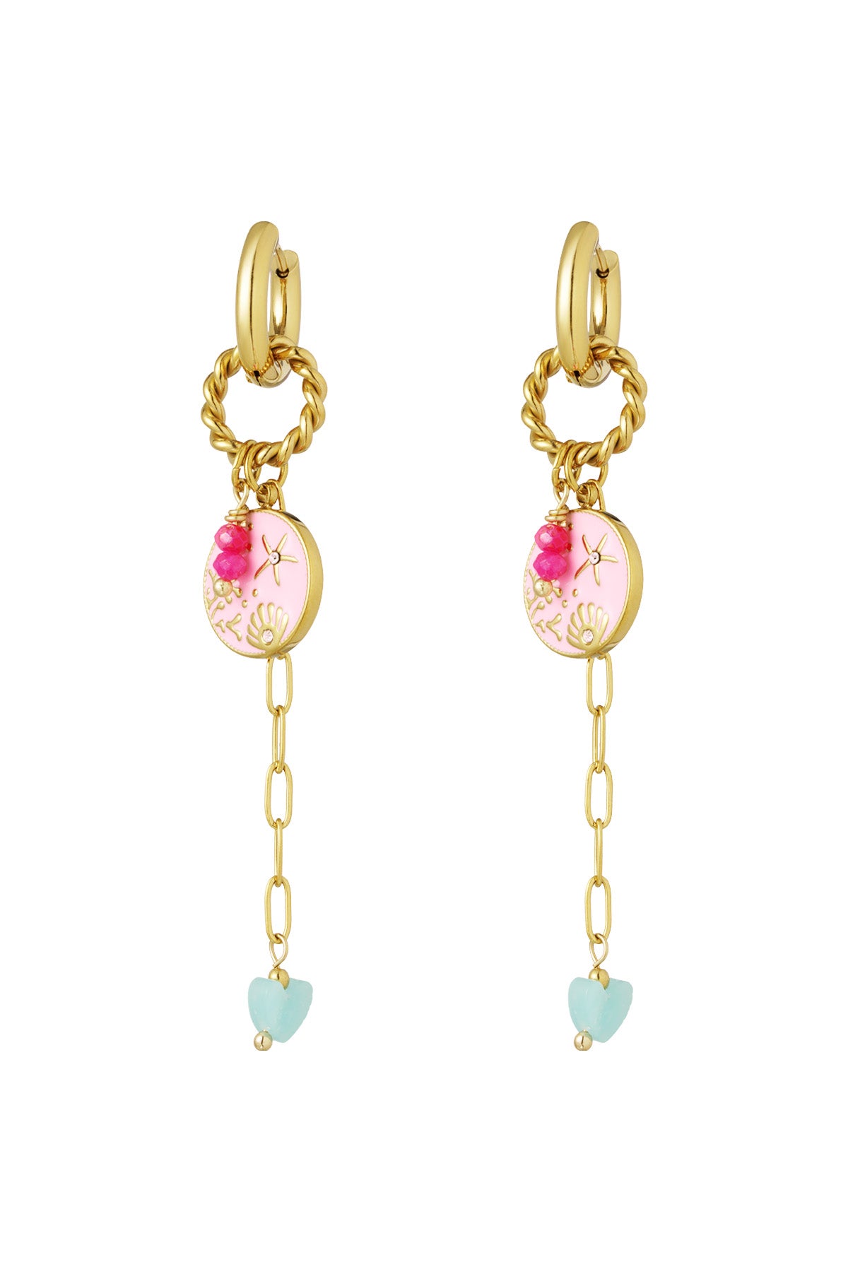 damen ohrringe schillernd emaille | edelstahl 304s | rosa & fuchsie
