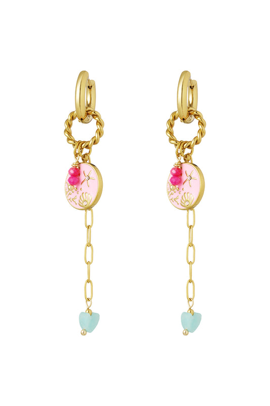 Damen Ohrringe Schillernd Emaille | Edelstahl 304S | Rosa & Fuchsie