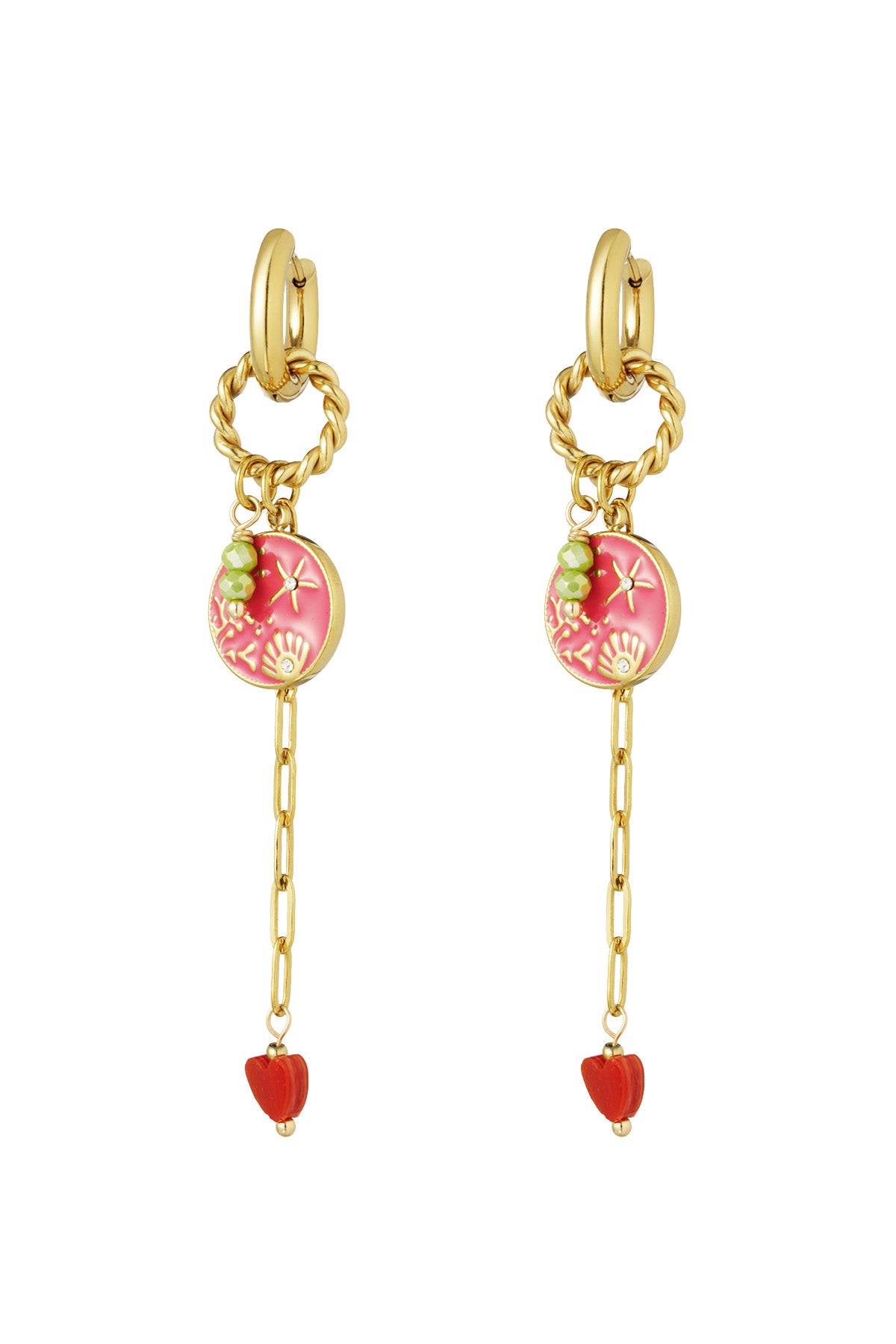 damen ohrringe schillernd emaille | edelstahl 304s | rosa & fuchsie
