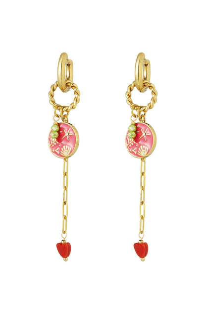 Damen Ohrringe Schillernd Emaille | Edelstahl 304S | Rosa & Fuchsie