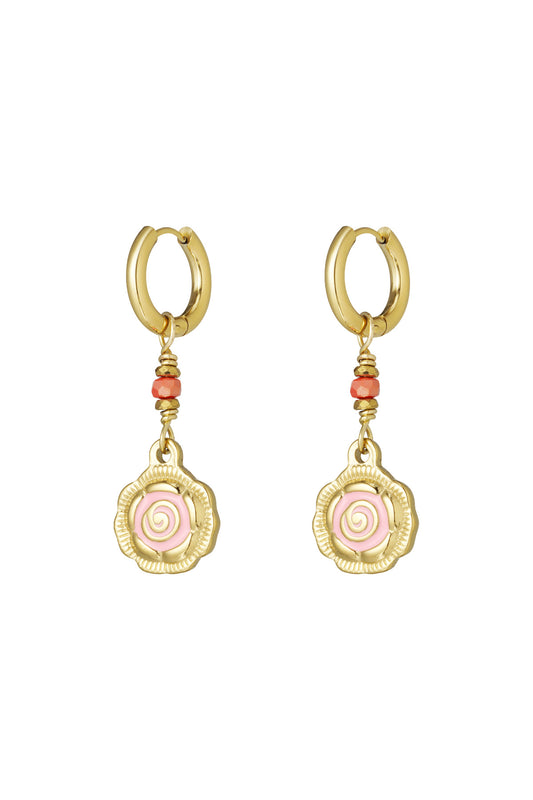 Damen Ohrringe Rose Glow | Edelstahl 304S Rosé | Rosa & Rot