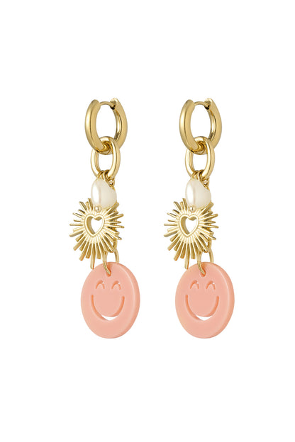 Damen Ohrringe Acryl Perle Hämatit | Edelstahl 304S | Fuchsie & Rosa