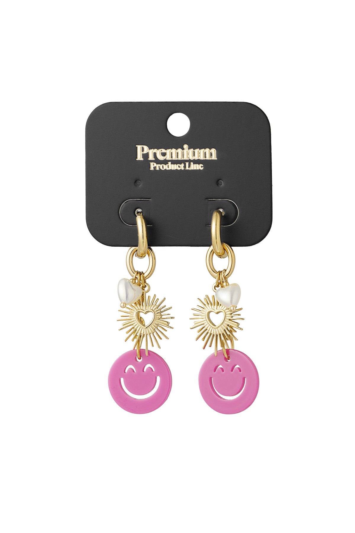 damen ohrringe acryl perle hämatit | edelstahl 304s | fuchsie & rosa