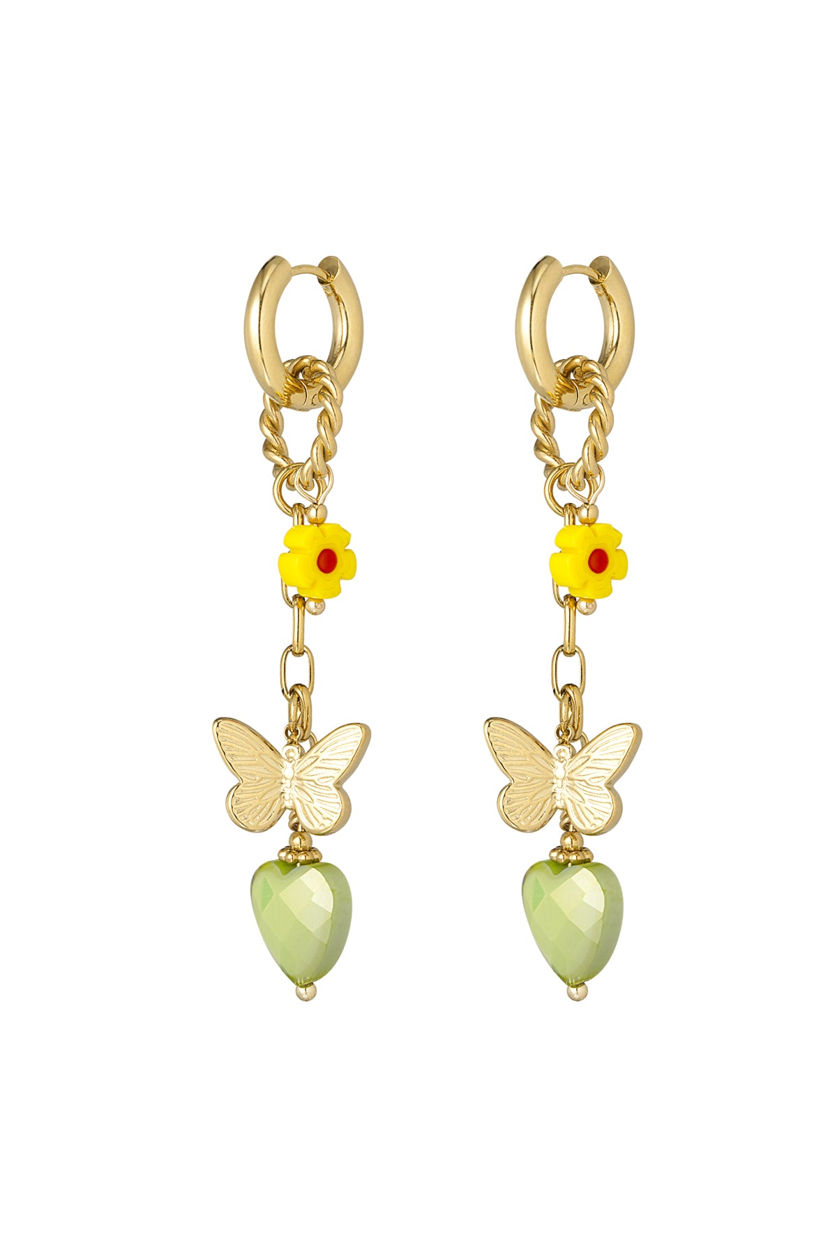 Damen Ohrringe Twinkle Charm | Edelstahl 304S | Grün & Gold