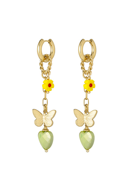 Damen Ohrringe Twinkle Charm | Edelstahl 304S | Grün & Gold
