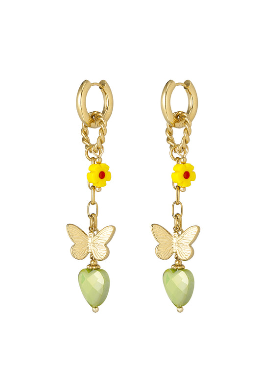 Damen Ohrringe Twinkle Charm | Edelstahl 304S | Grün & Gold