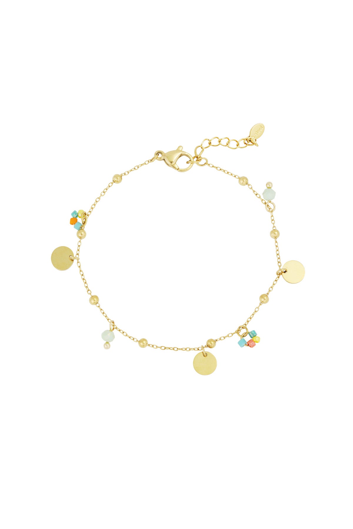 armband mit farbigen pop-münzen – farbe gold