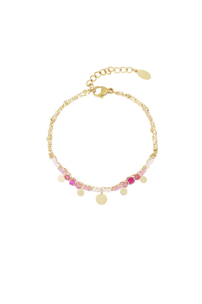 Armband mit rosa Anhängern - Goldfarben