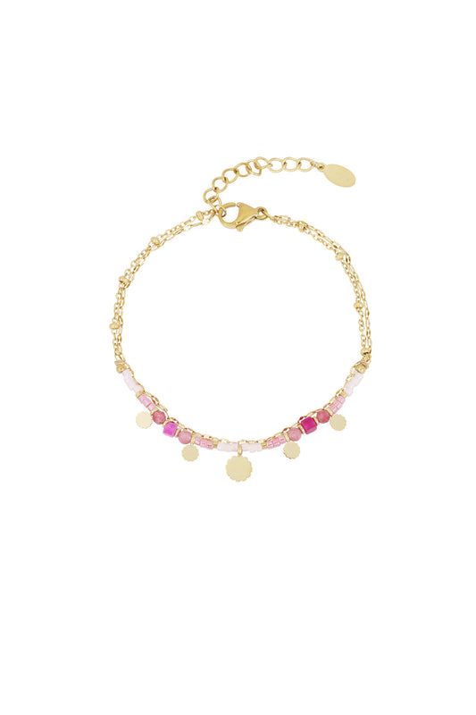 Armband mit rosa Anhängern - Goldfarben