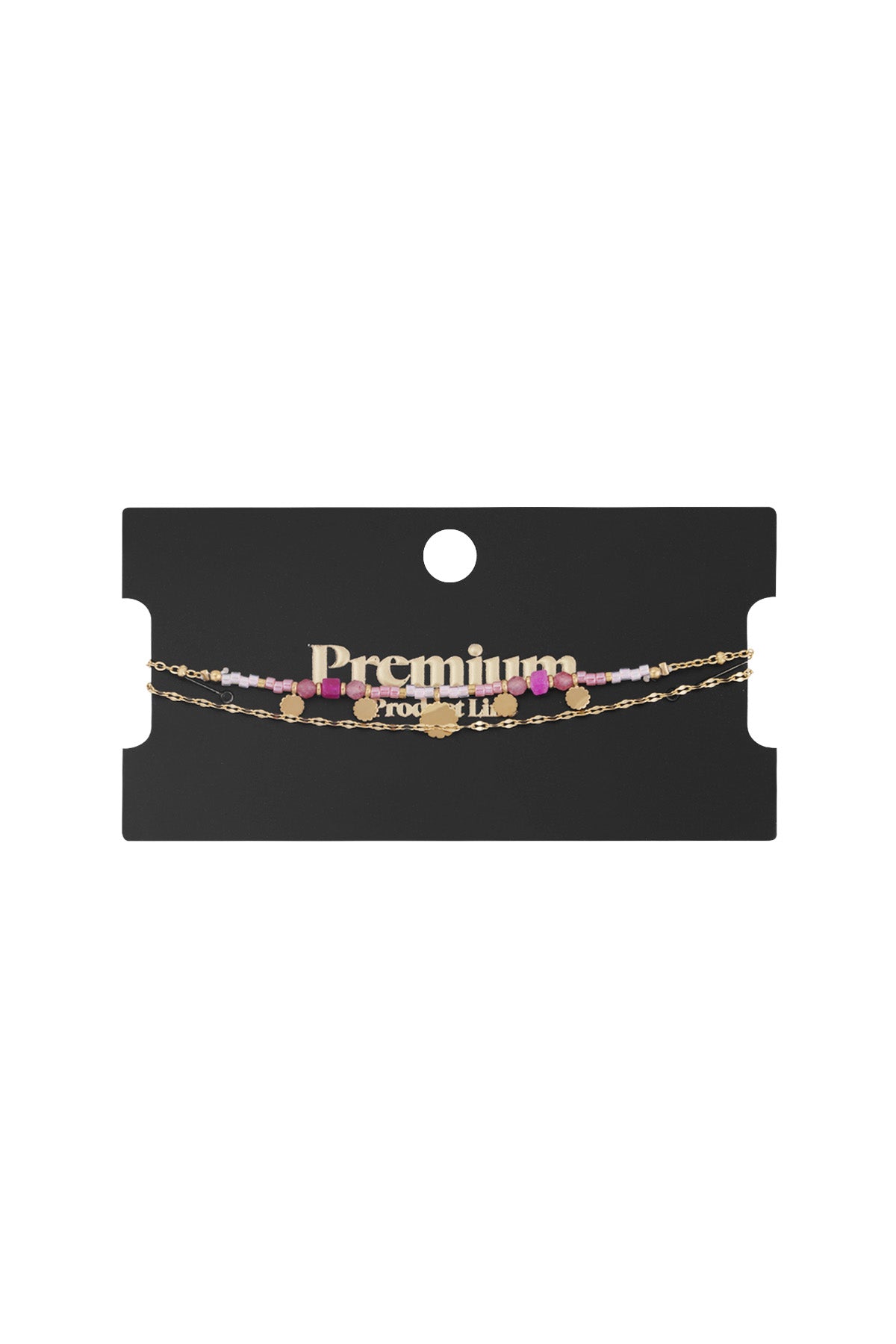 armband mit rosa anhängern - goldfarben