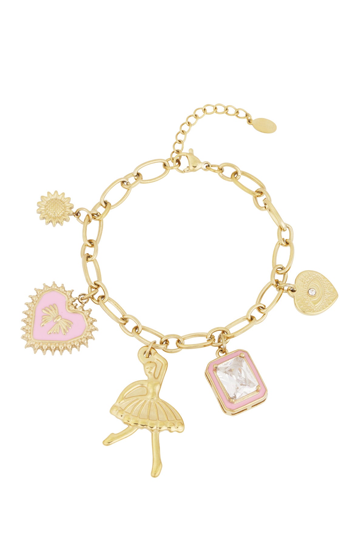 charm-armband bunte tänzerin - goldfarben