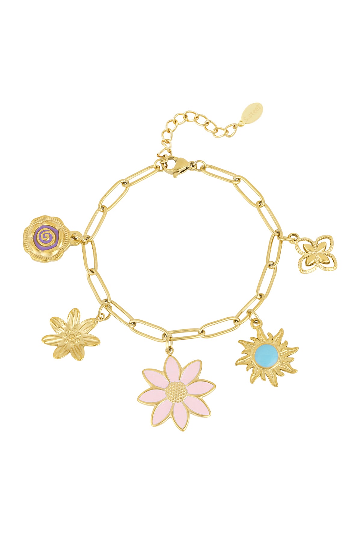 charm-armband bloom & blink - goldfarben