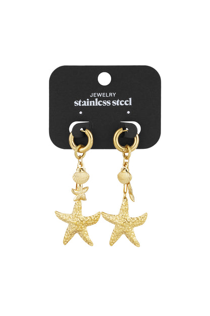 Damen Ohrringe Seestern Muscheln | Edelstahl | Goldfarbe & Silberfarbe