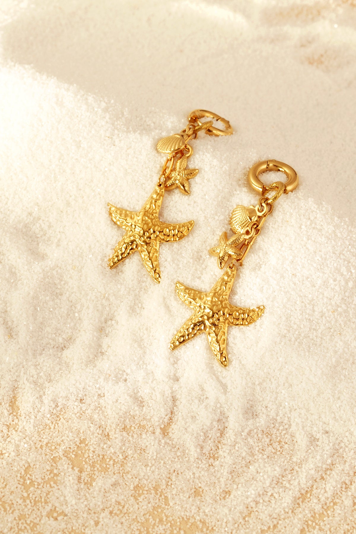 damen ohrringe seestern muscheln | edelstahl | goldfarbe & silberfarbe