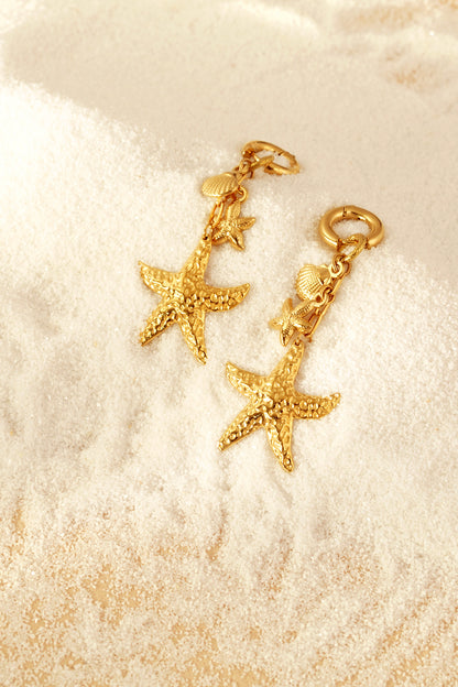 Damen Ohrringe Seestern Muscheln | Edelstahl | Goldfarbe & Silberfarbe