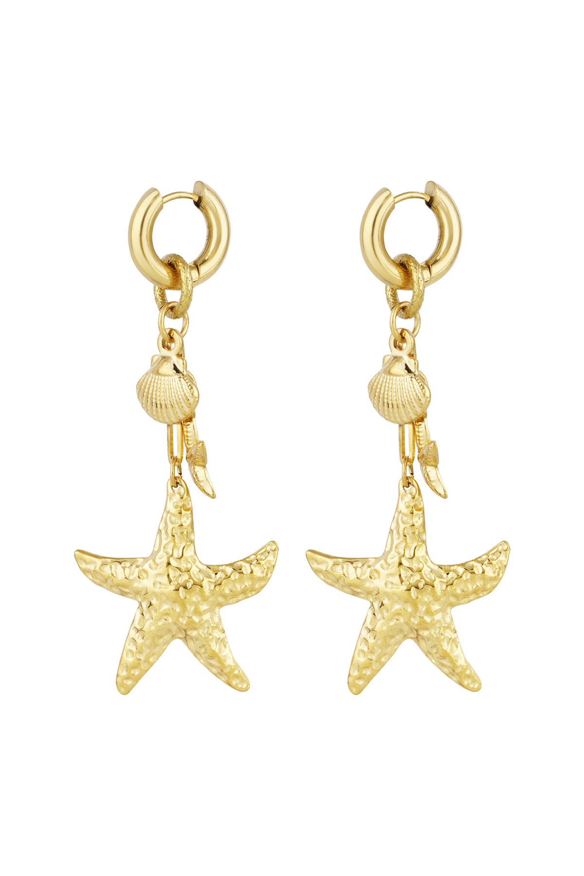 Damen Ohrringe Seestern Muscheln | Edelstahl | Goldfarbe & Silberfarbe