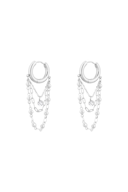 Damen Ohrringe Kette Strass | Edelstahl | Goldfarbe & Silberfarbe