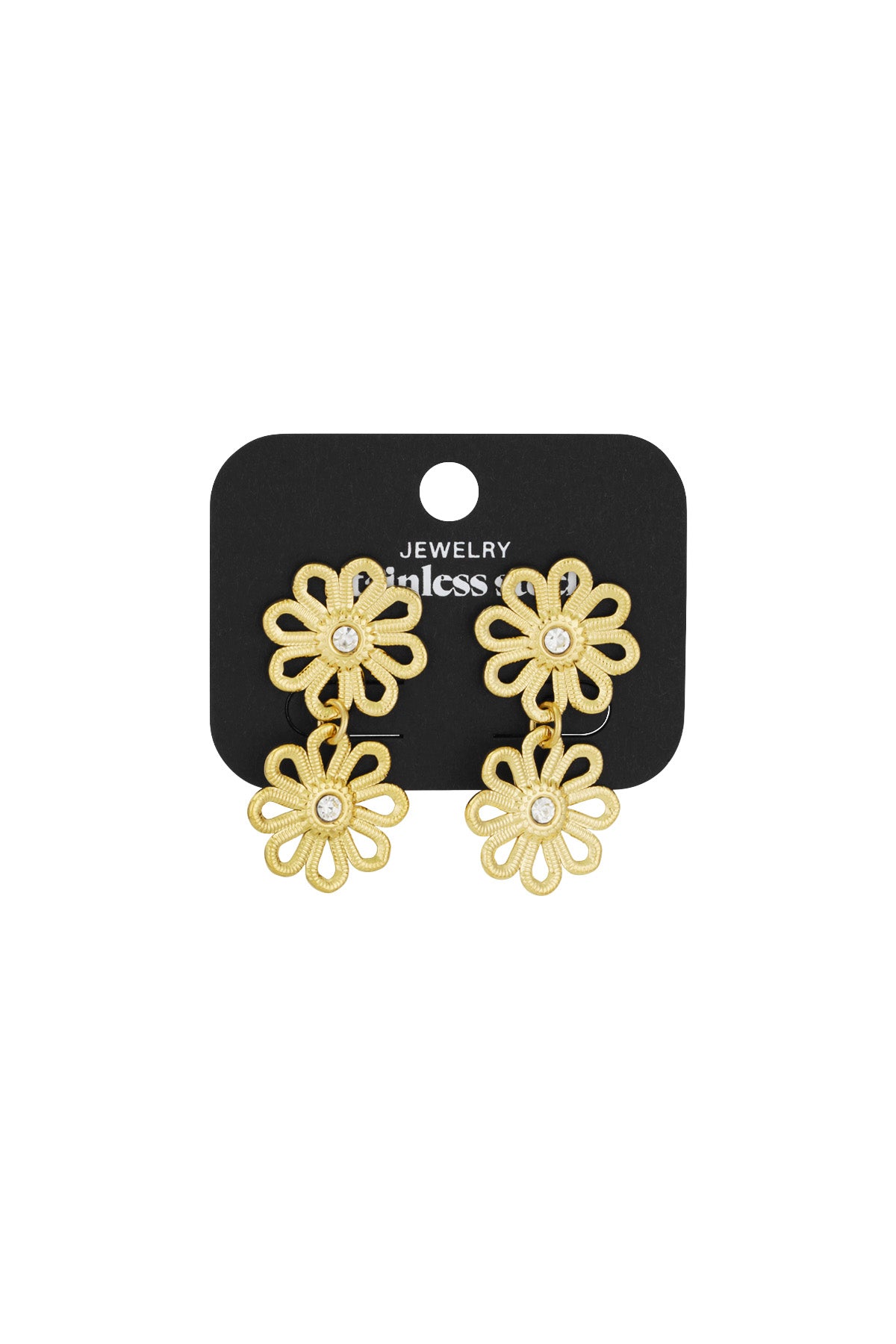 Damen Ohrringe Doppelte Blume Classic | Edelstahl | Goldfarbe