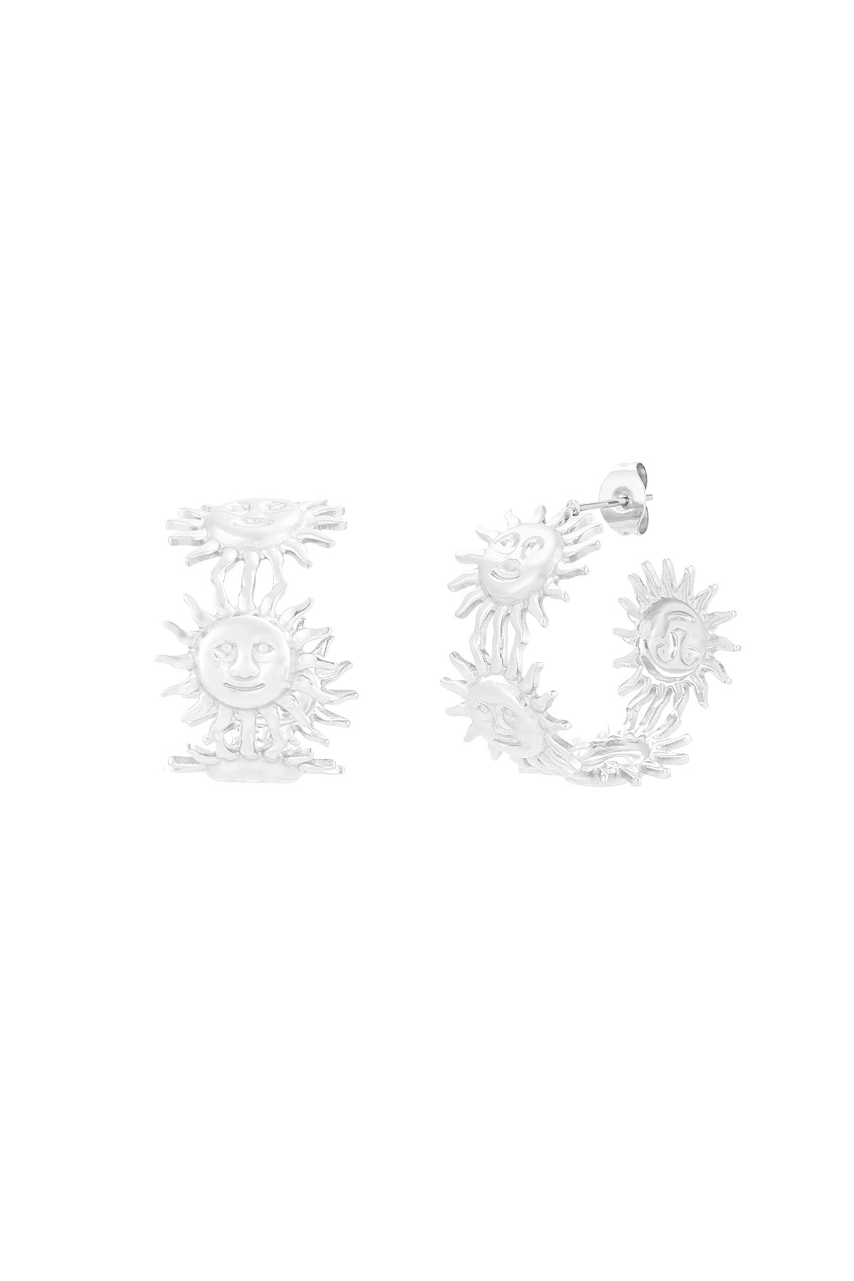 Damen Ohrringe Goldene Strahlen | Edelstahl | Gold & Silber