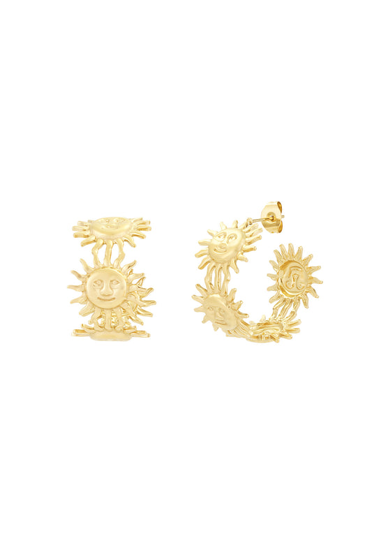 Damen Ohrringe Goldene Strahlen | Edelstahl | Gold & Silber